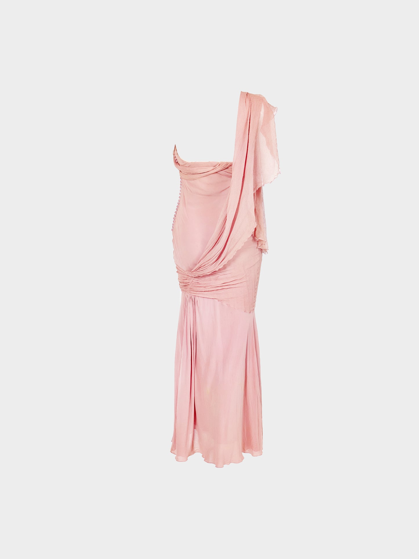 Christian Dior by John Galliano 1990s-2000s Archival Pink Chiffon Evening Dress