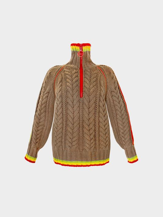 Christian Dior FW 2004 Rasta Cable Knit High Neck Cashmere Sweater