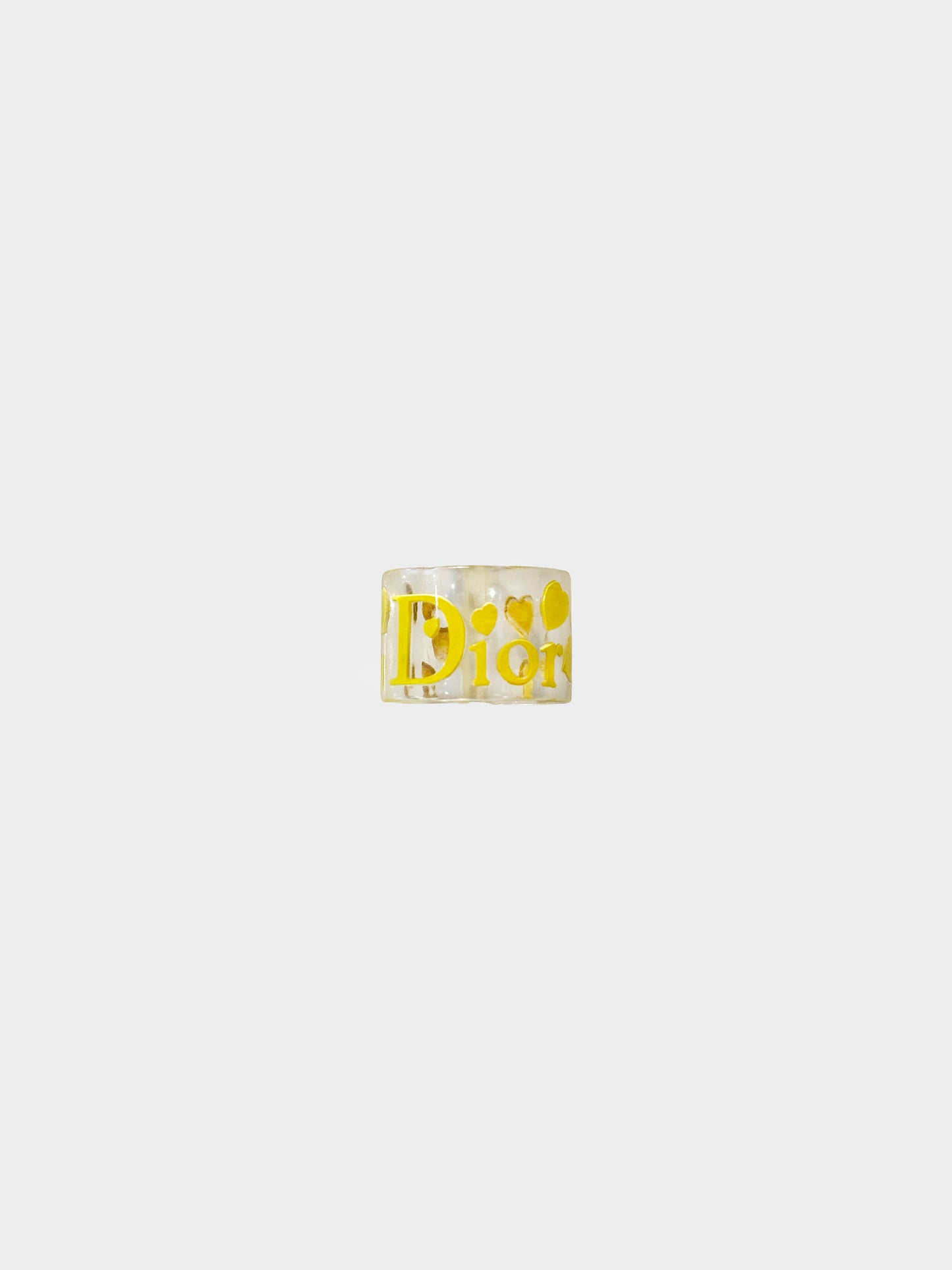 Christian Dior 2000s Yellow Heart Lucite Logo Ring
