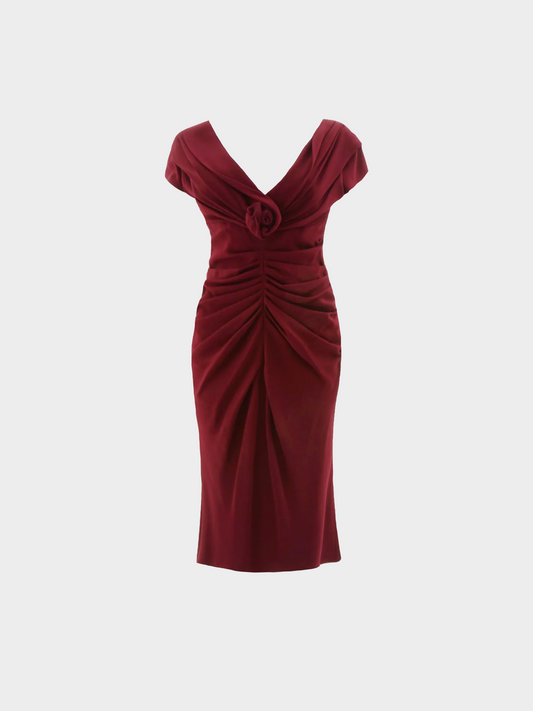 Christian Dior by John Galliano FW 2008 Burgundy Wool Evening Dress