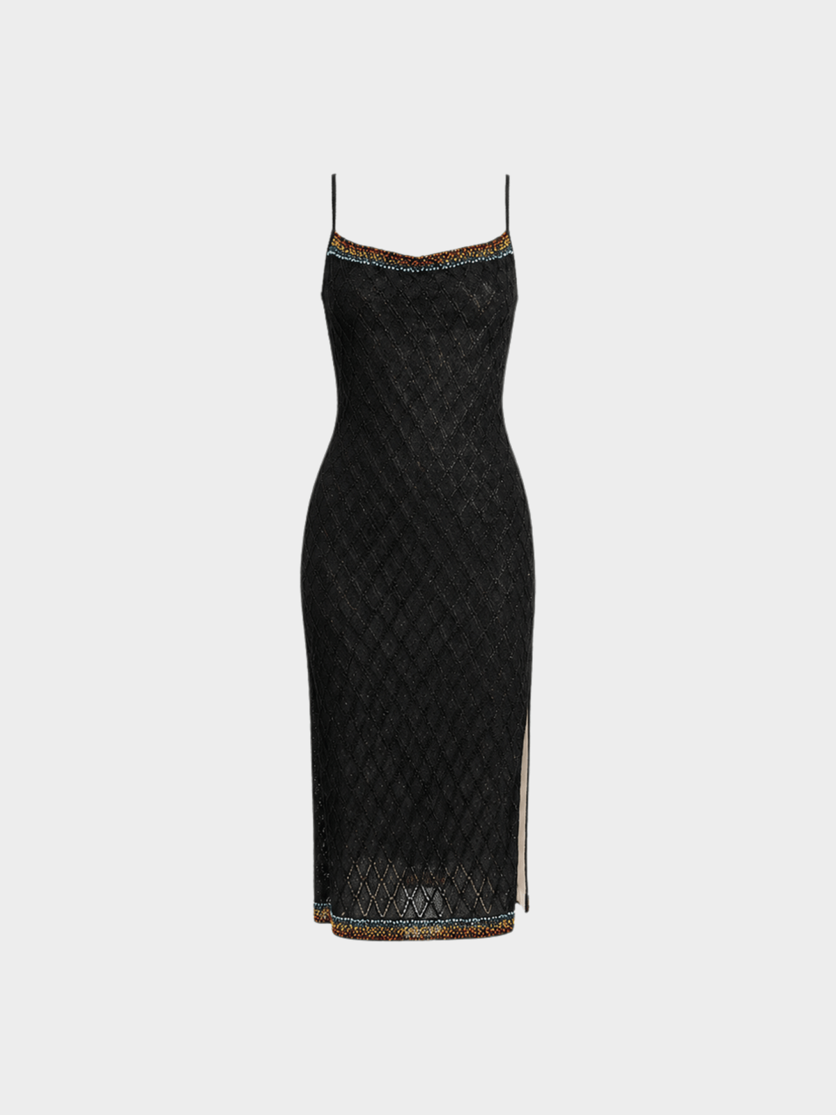 Christian Dior by John Galliano FW 2001 Black Lurex Bead Embroidered Midi Dress