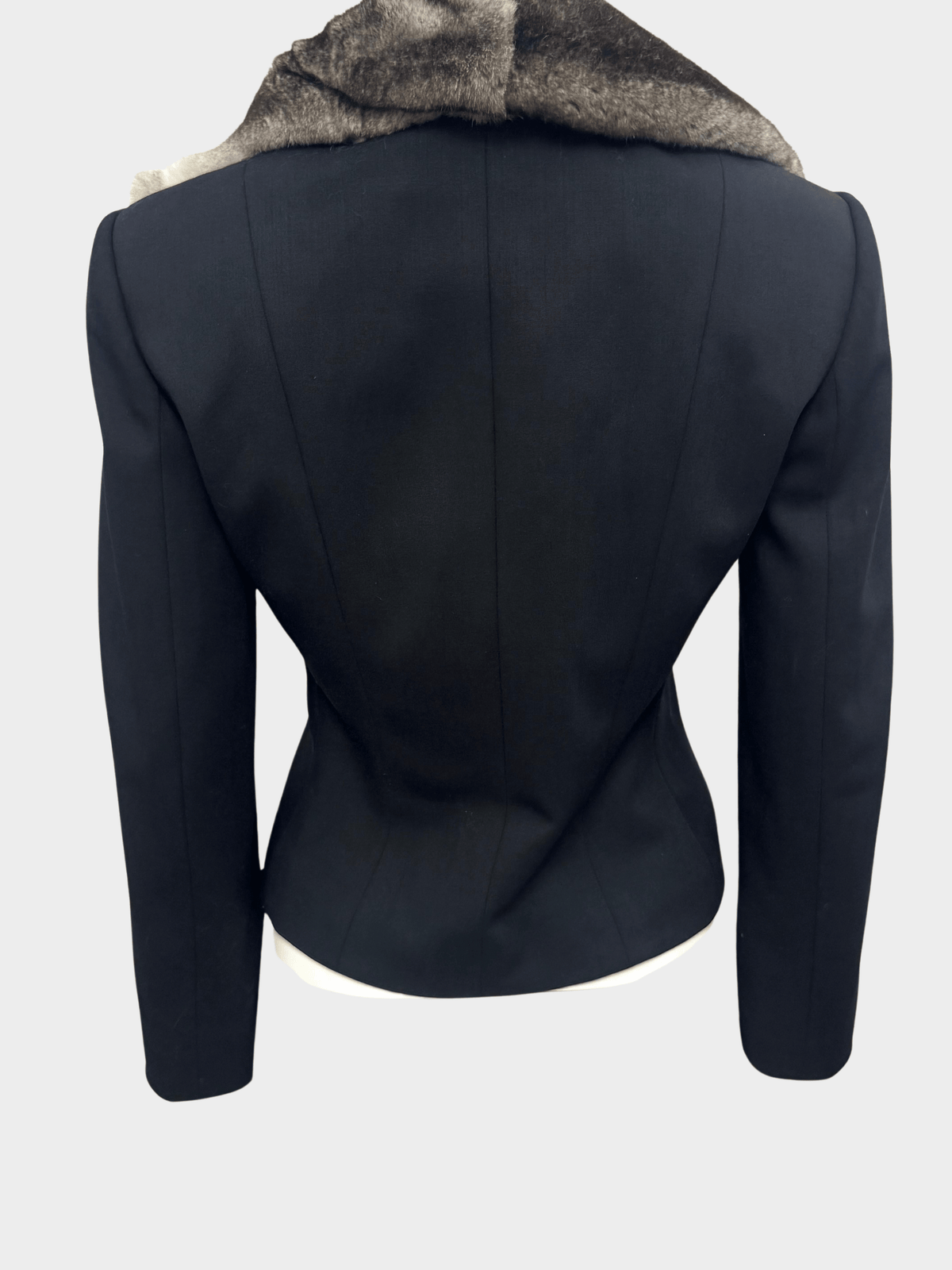 Christian Dior FW 2001 Black Orylag Fur-trimmed Jacket