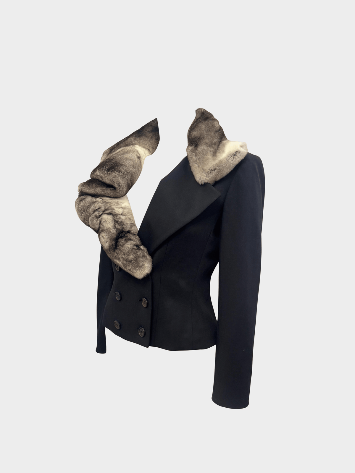 Christian Dior FW 2001 Black Orylag Fur-trimmed Jacket