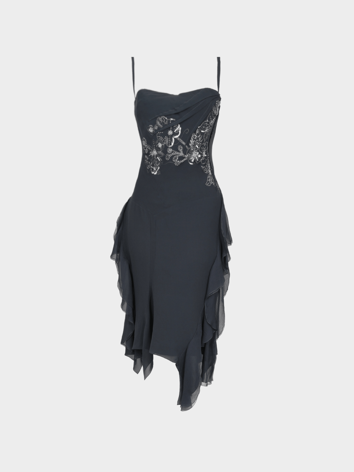Christian Dior FW 2006 Dark Blue Silk Beaded Dress
