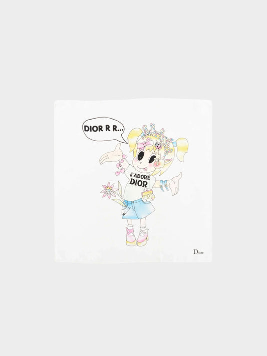 Christian Dior 2000s Cartoon Silk Scarf