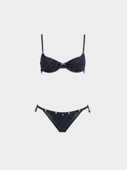 Christian Dior SS 2001 Metallic Blue Bikini Set