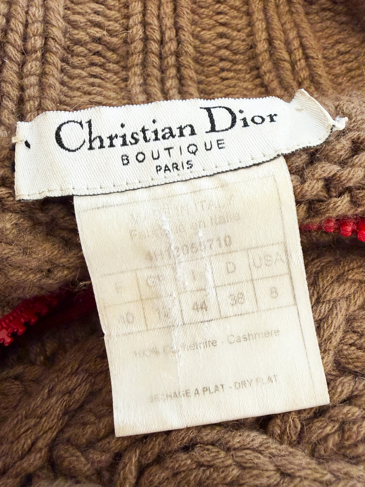 Christian Dior FW 2004 Rasta Cable Knit High Neck Cashmere Sweater
