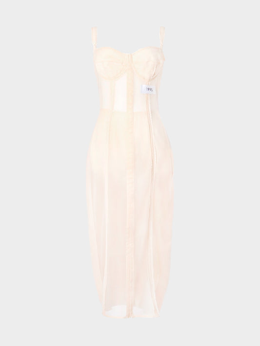 Dolce and Gabbana 1995 Reissue Rare Beige Sheer Croset Dress