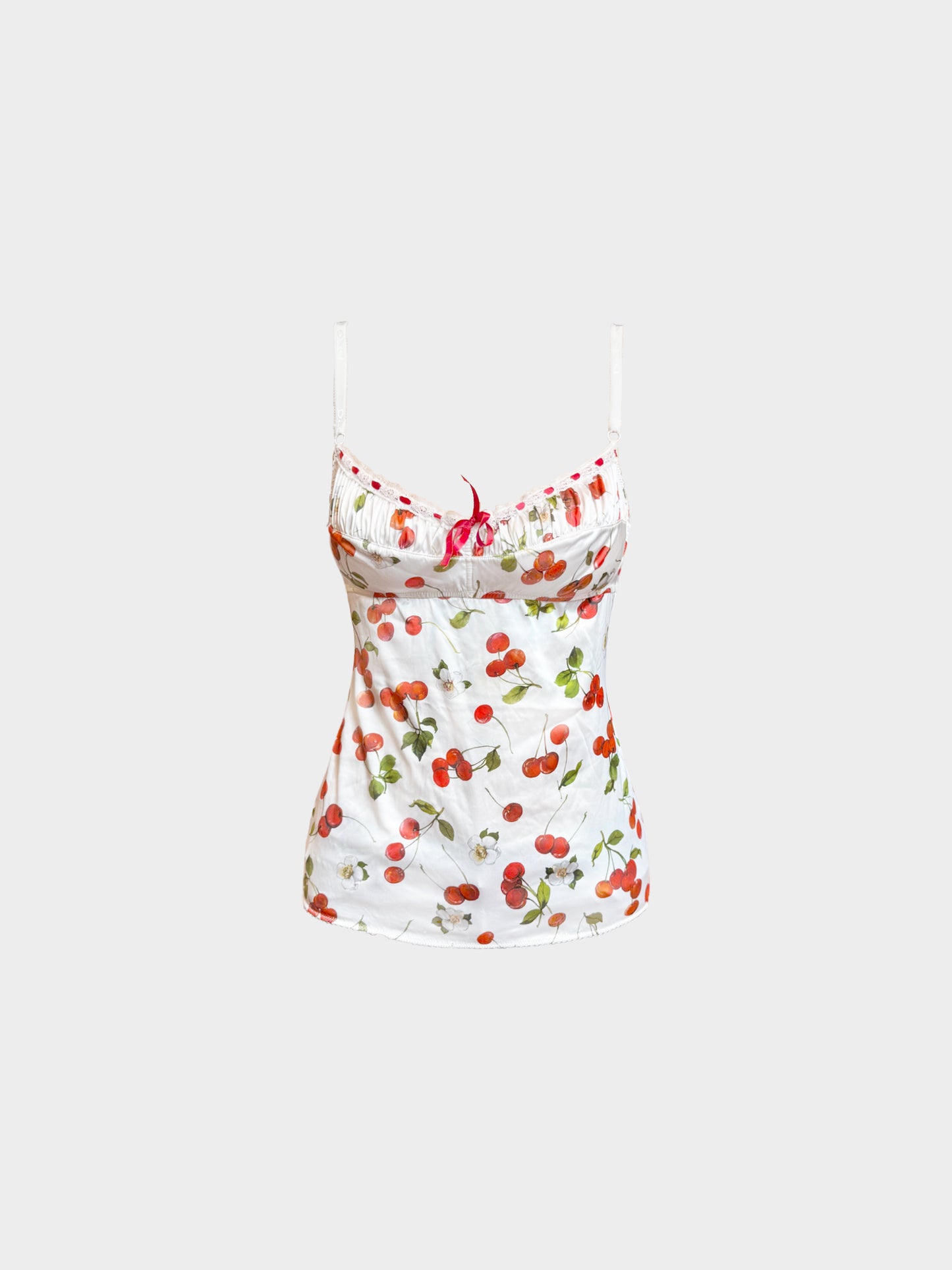 Dolce and Gabbana 2000s Cherry Print Silk Cami Top