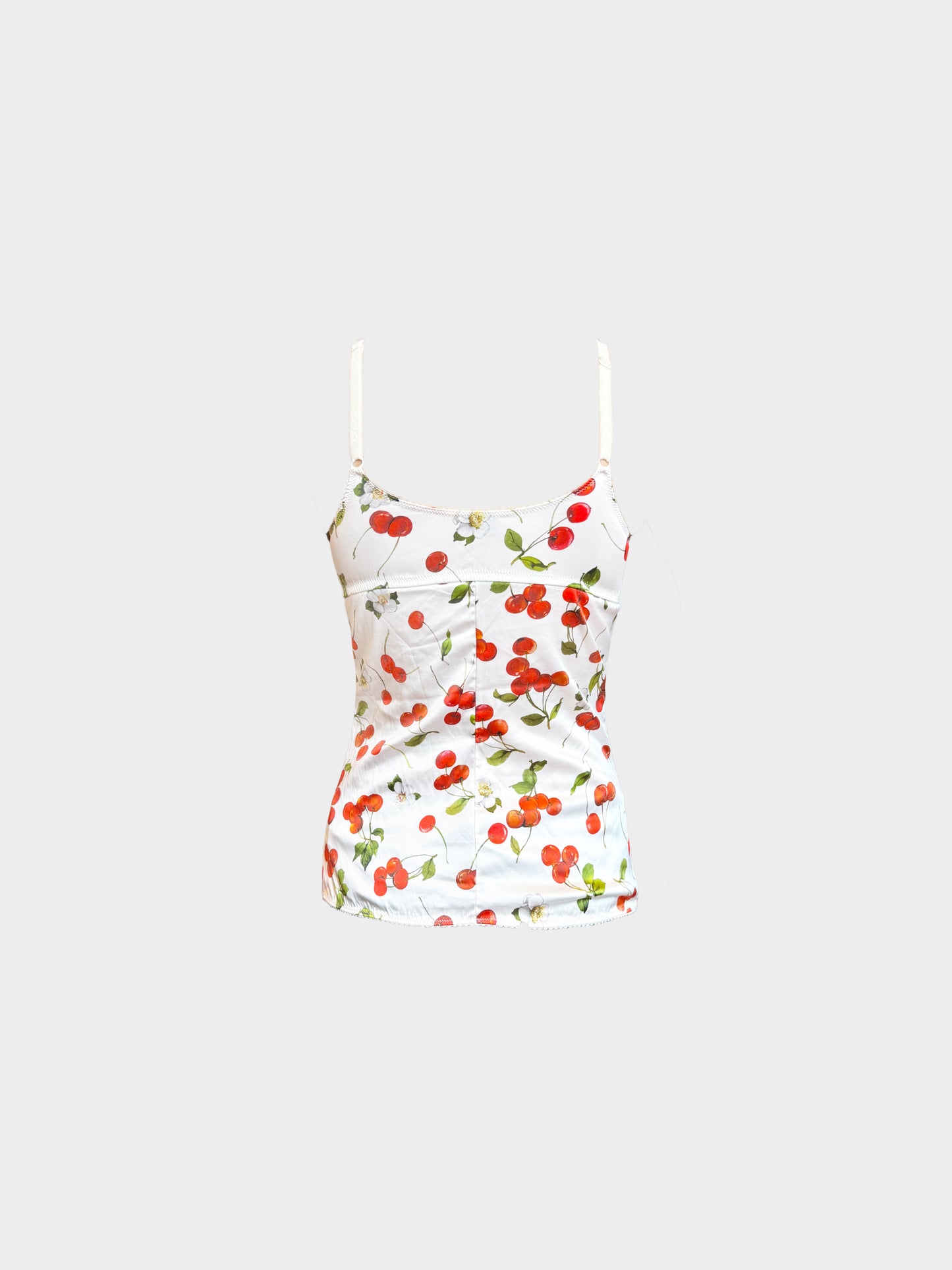Dolce and Gabbana 2000s Cherry Print Silk Cami Top