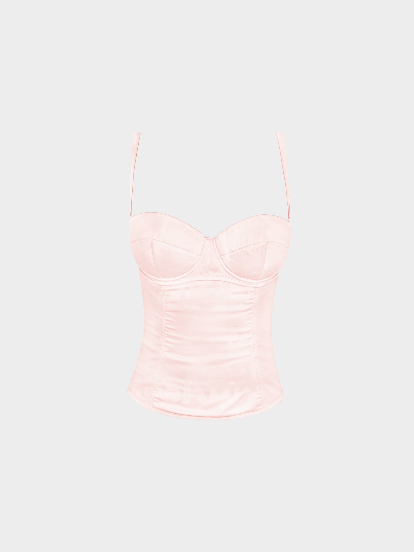 Dolce and Gabbana 2000s Pink Logo Printed Silk Satin Corset Top