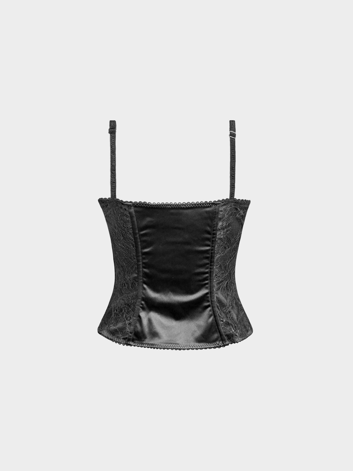 Dolce and Gabbana 2000s Black Acetate Lace-trimmed Corset Top