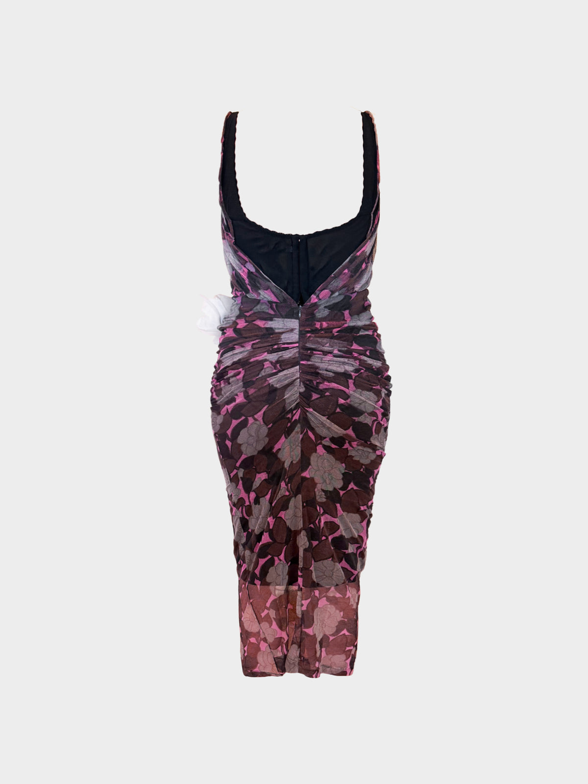 Dolce and Gabbana SS 2004 Floral Tulle Corset Dress with Corsage