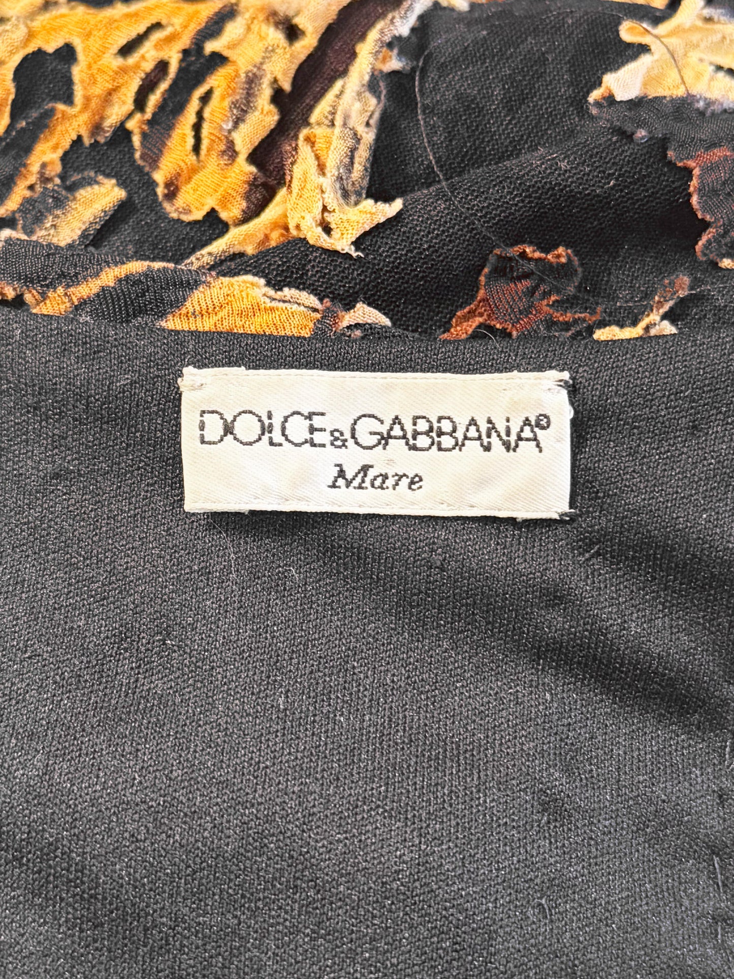 Dolce and Gabbana 2000s Black and Brown Textured Abstract Pattern Asymmetrical Slip Dress