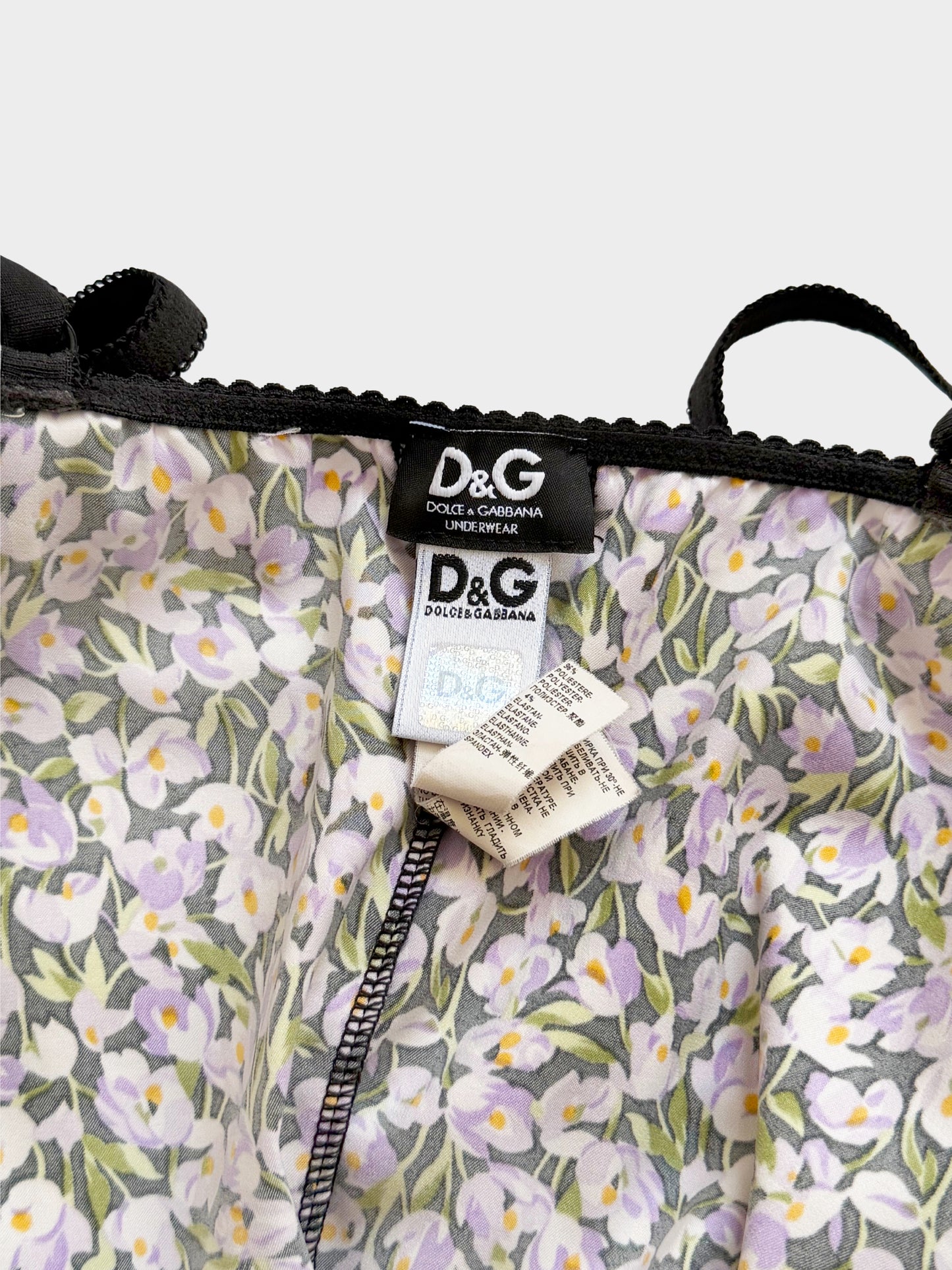 Dolce and Gabbana 2000s Purple Floral Print Silk Slip Dress