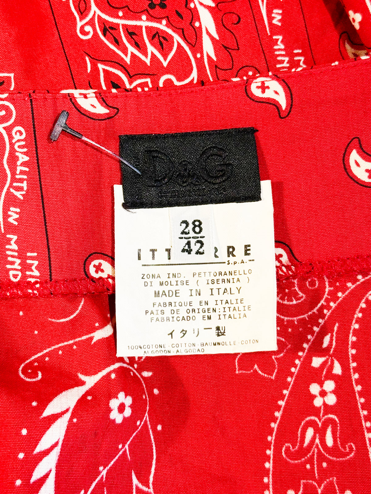 Dolce and Gabbana 2000s Red and White Bandana Print Skirt