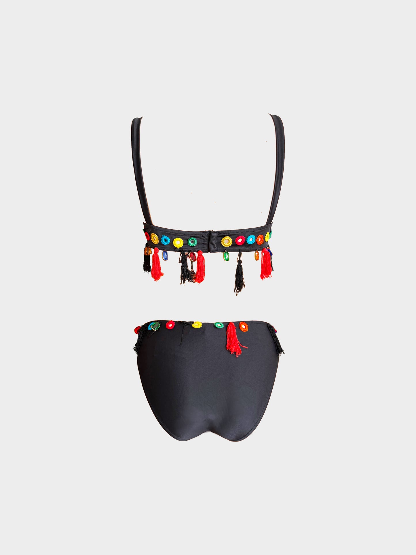 Dolce and Gabbana FW 1992 Multicolor Mirrors and Tassels Two-piece Bikini