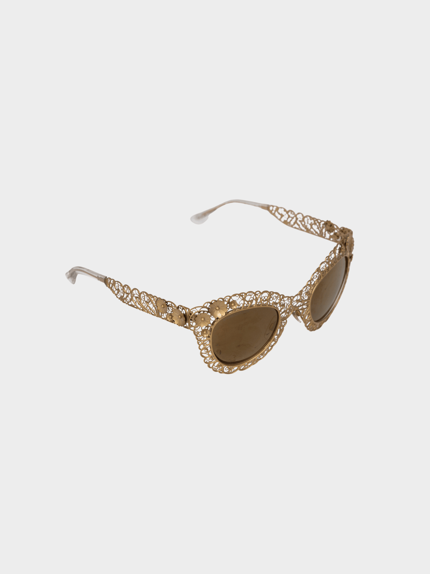 Dolce and Gabbana 2014 Filigrana Gold Floral Cat-Eye Sunglasses