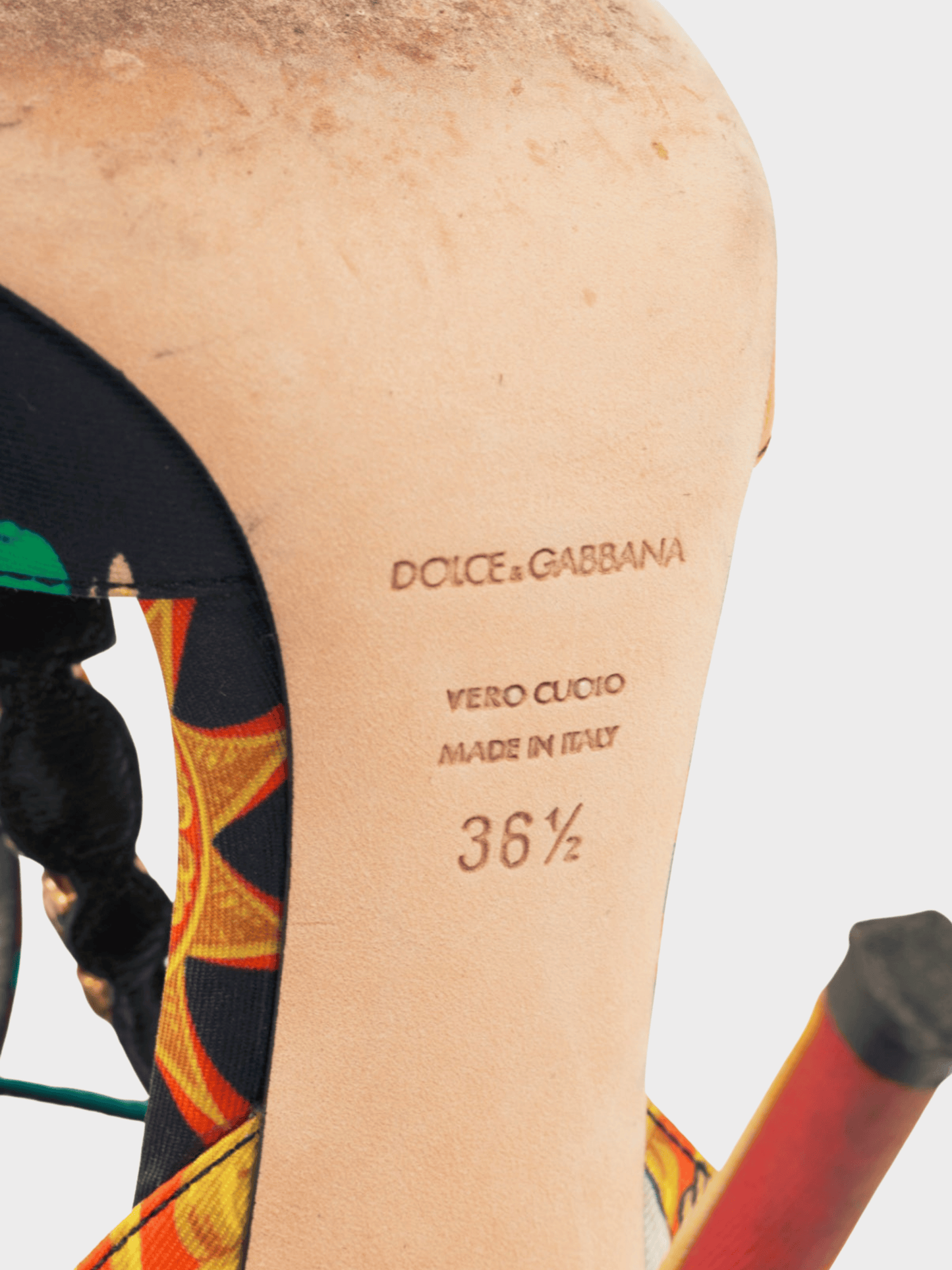 Dolce and Gabbana SS 2013 Multi-Print Silk Embellished T-Strap Sandals