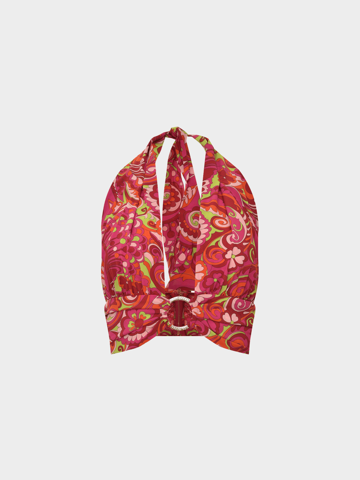 Dolce and Gabbana 2010s Pink floral Halter Top