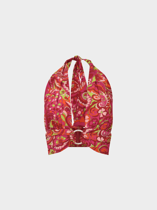 Dolce and Gabbana 2010s Pink floral Halter Top