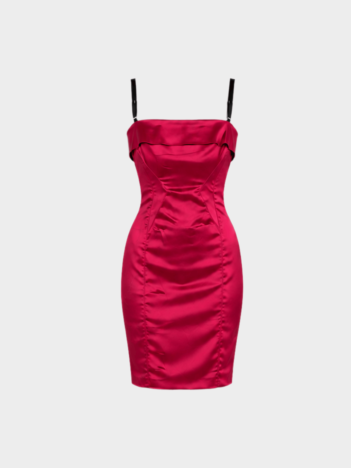 Dolce and Gabbana 2000s Pink Satin Fitted Midi Dress