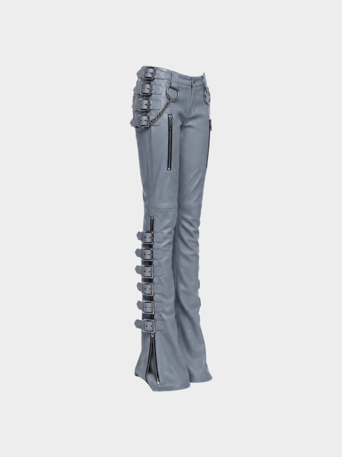 Dolce and Gabbana SS 2003 Silver Blue Leather Bondage Pants