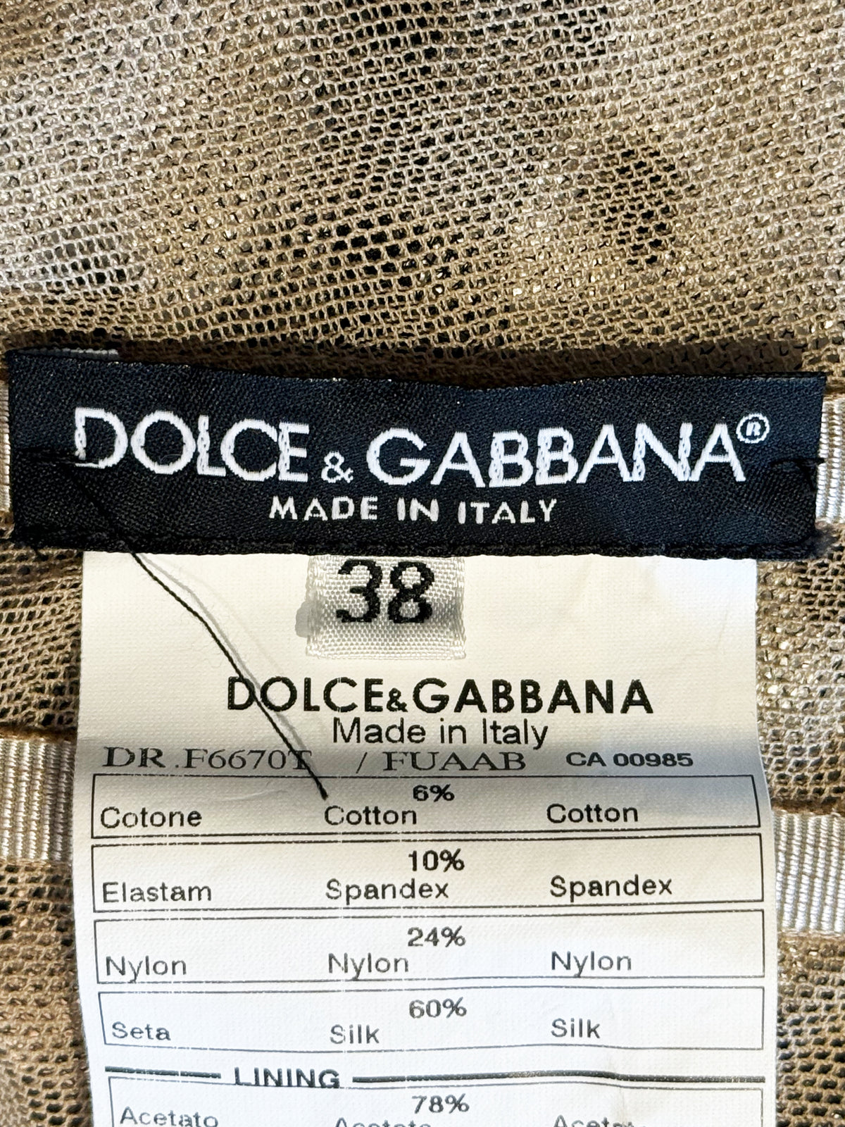 Dolce and Gabbana 2000s Black and Beige Polka Dot Mesh Silk Dress