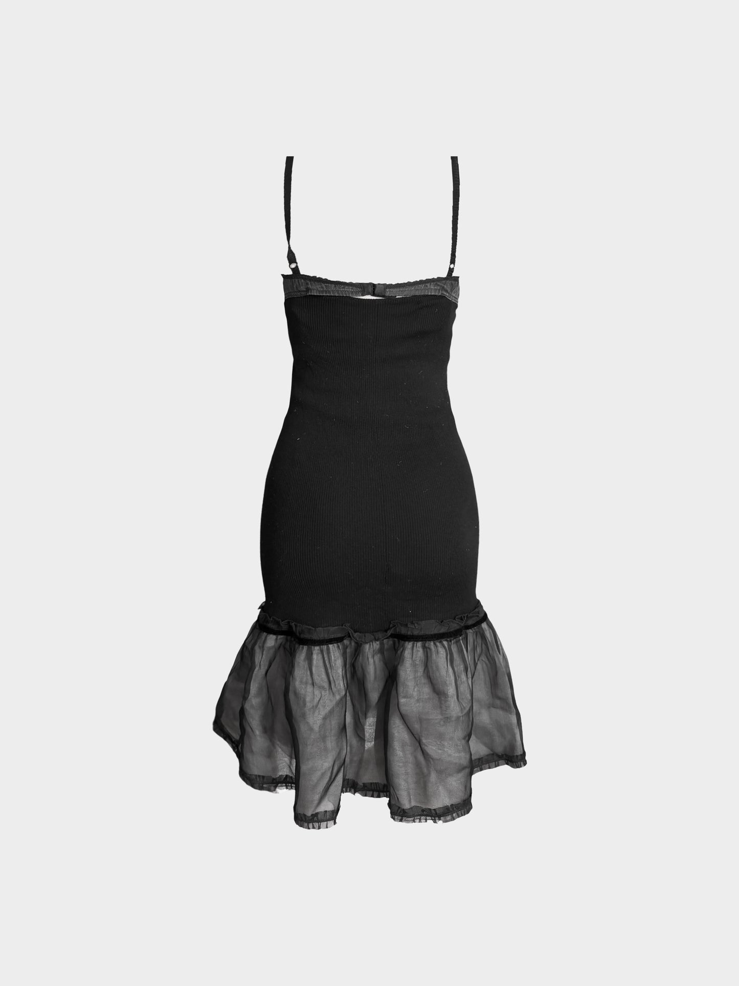 Dolce and Gabbana 2000s Black Knit and Lace Bra Dress