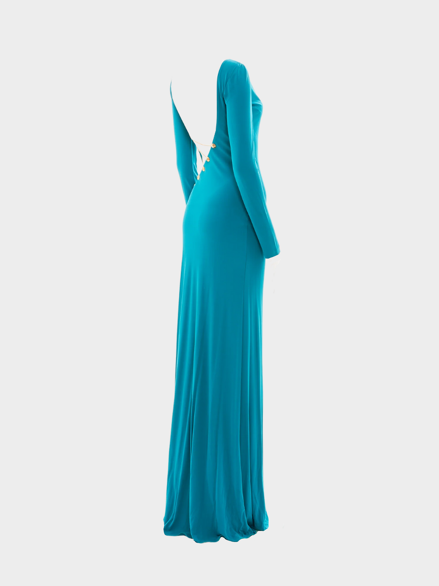 Emilio Pucci 2000s Teal Evening Dress with Gold Embellishment