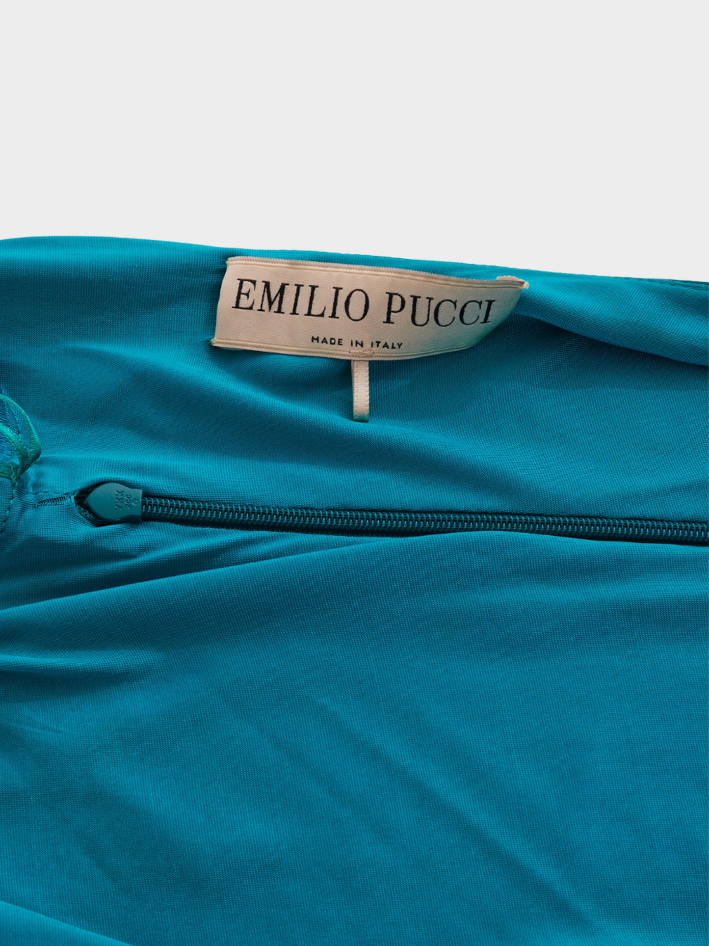 Emilio Pucci 2000s Teal Evening Dress with Gold Embellishment