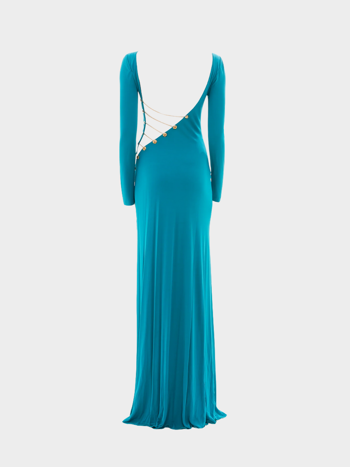 Emilio Pucci 2000s Teal Evening Dress with Gold Embellishment