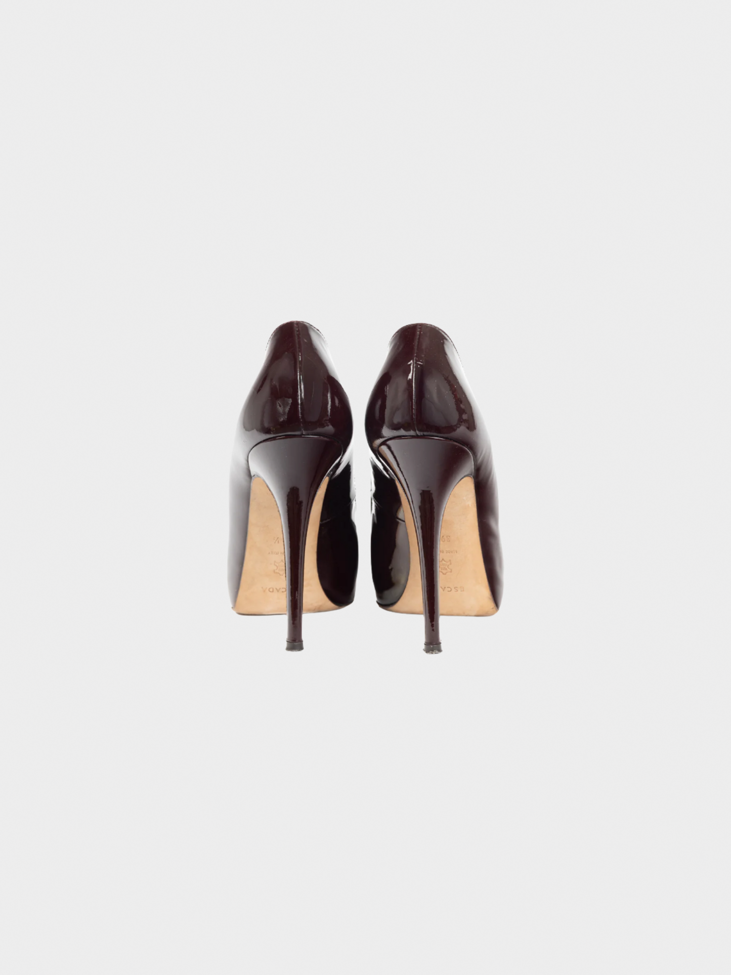 Escada 2010s Burgundy Patent-Leather Pointed-Toe Platform Pumps