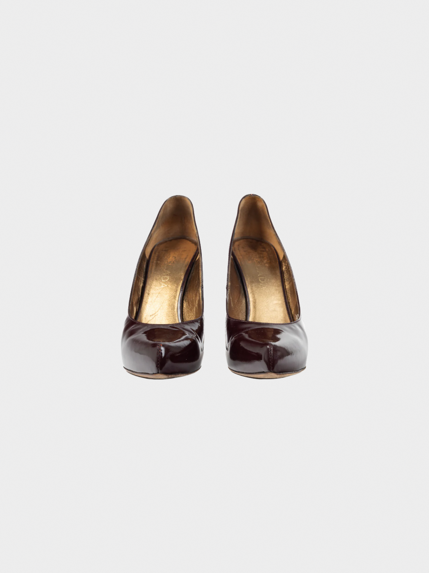 Escada 2010s Burgundy Patent-Leather Pointed-Toe Platform Pumps