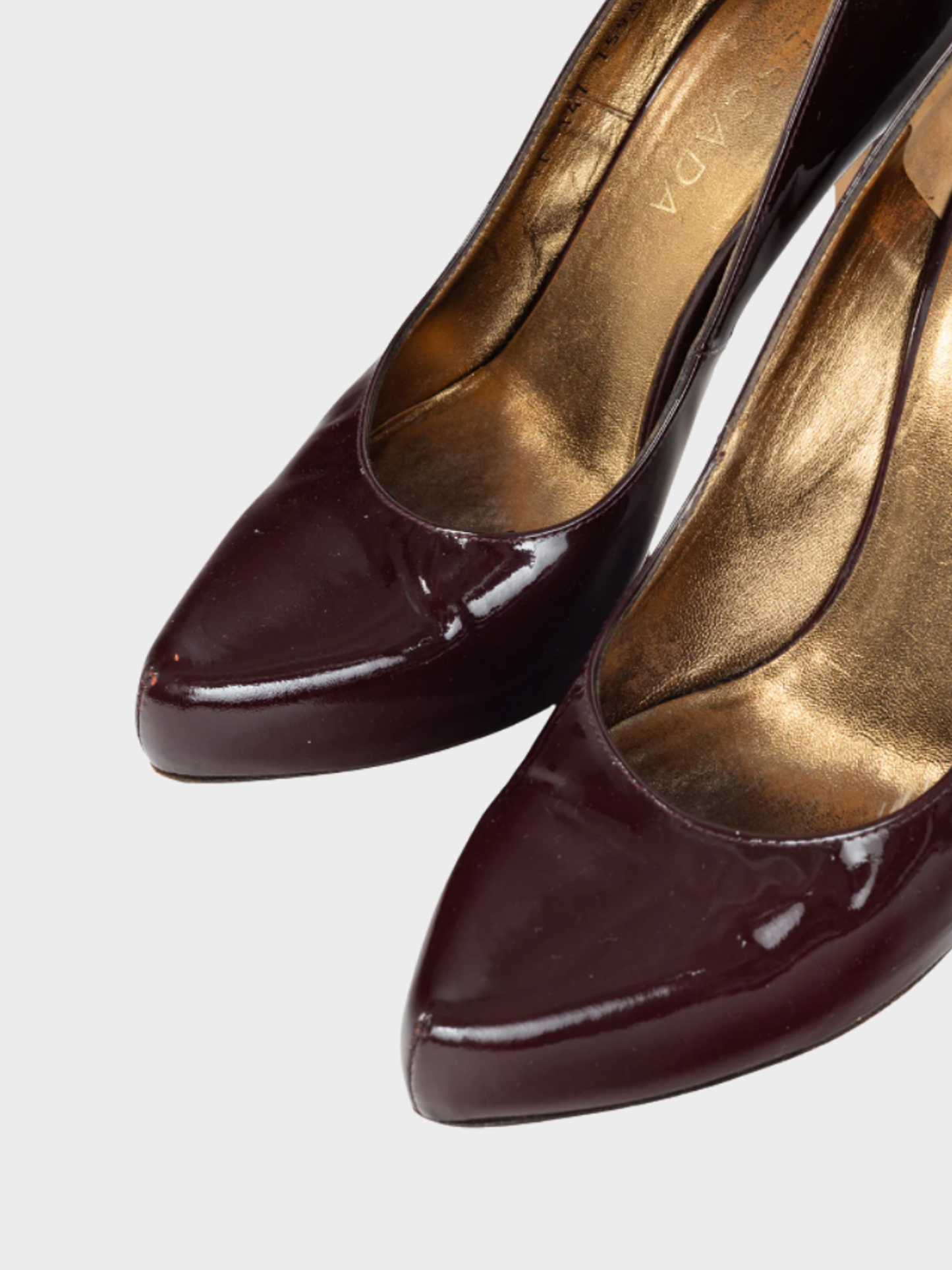 Escada 2010s Burgundy Patent-Leather Pointed-Toe Platform Pumps