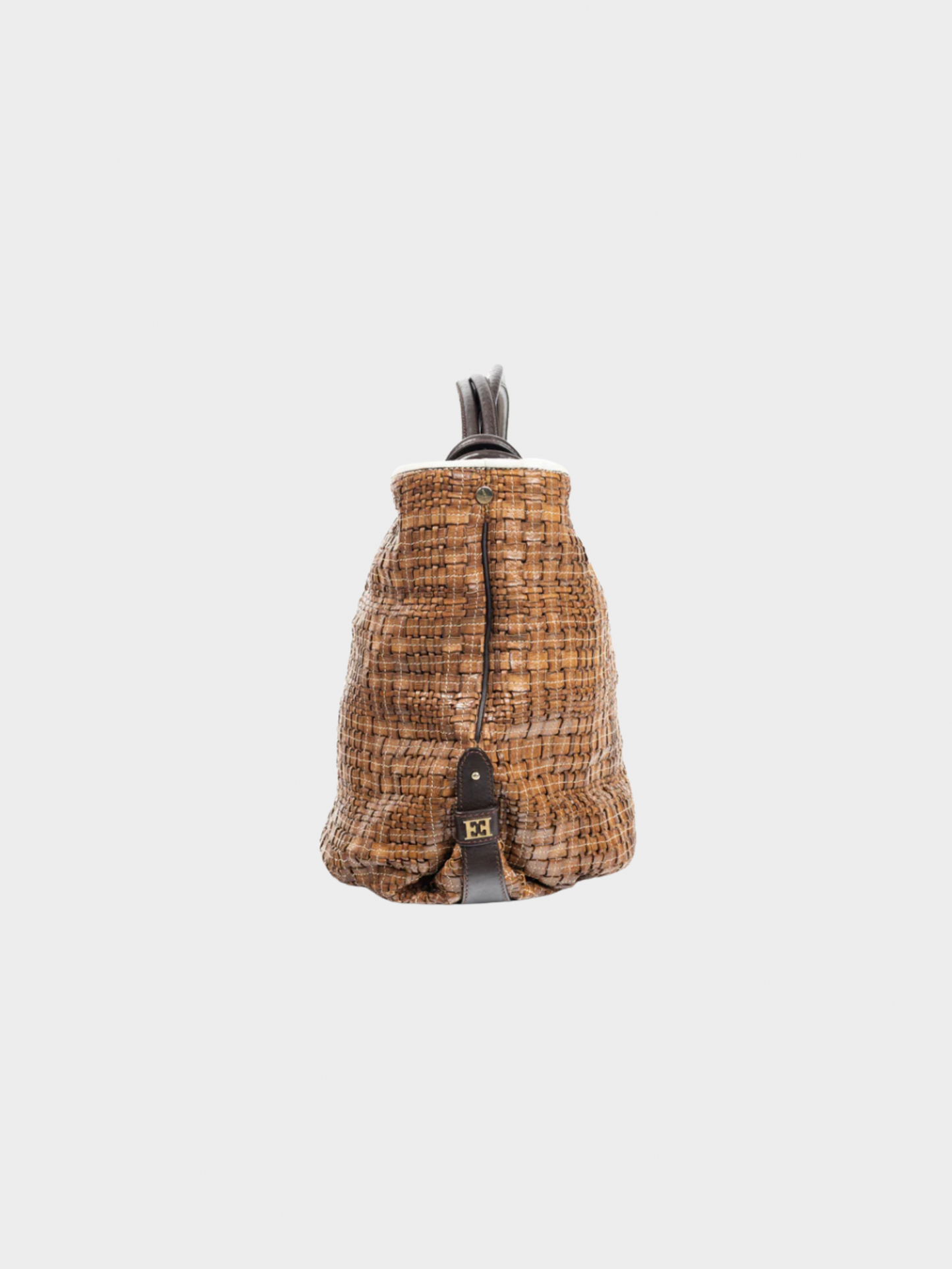 Escada SS 2014 Brown Woven-Leather Hobo