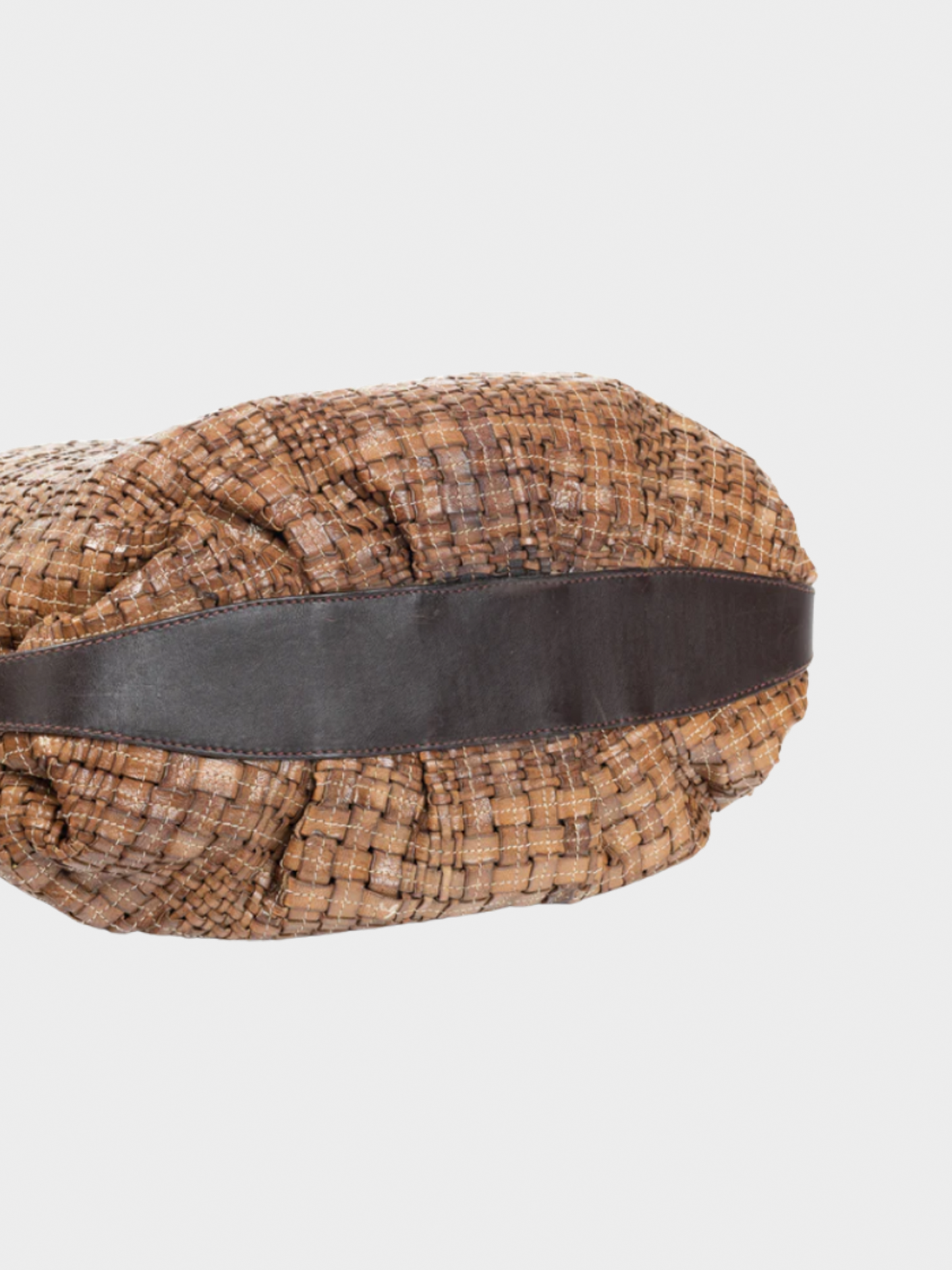 Escada SS 2014 Brown Woven-Leather Hobo