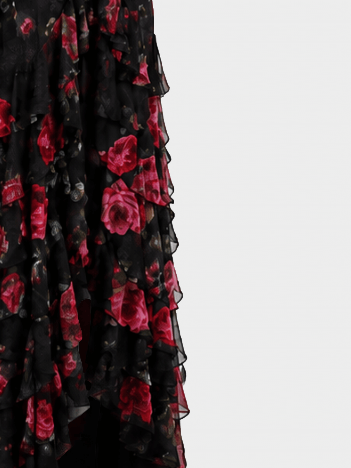Emanuel Ungaro 2000s Black Silk Floral Halter Dress