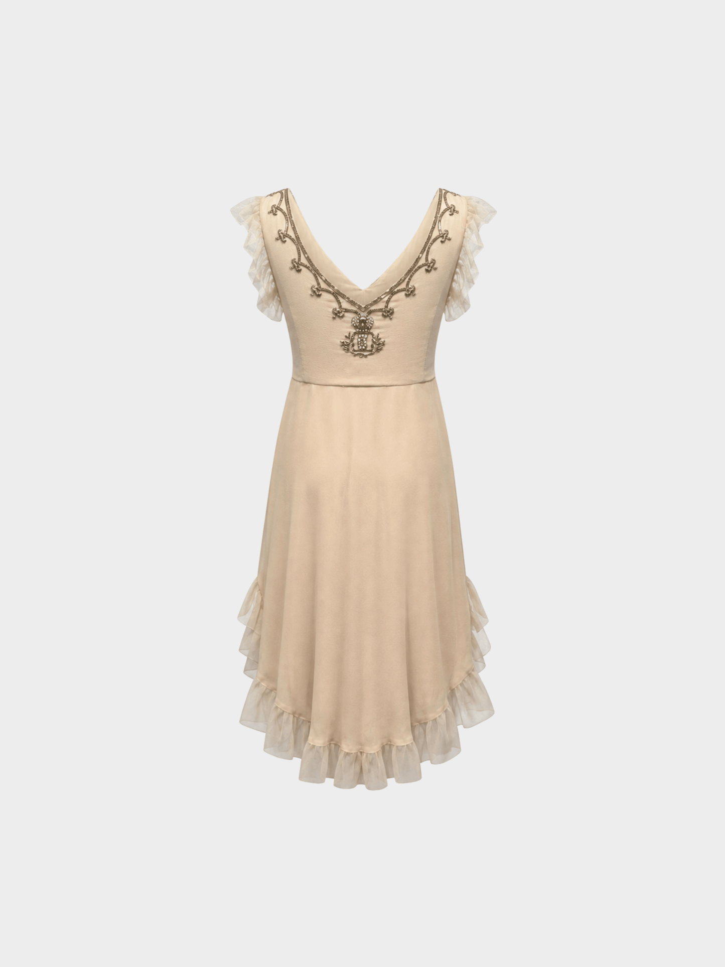 John Galliano SS 2008 Embellished Draped Blush Silk Dress