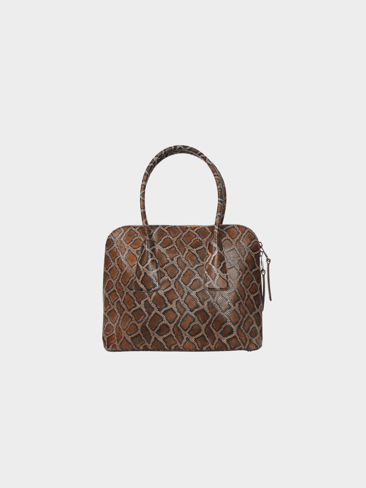 Escada 2015 Brown Snake-Embossed Leather Dome Tote