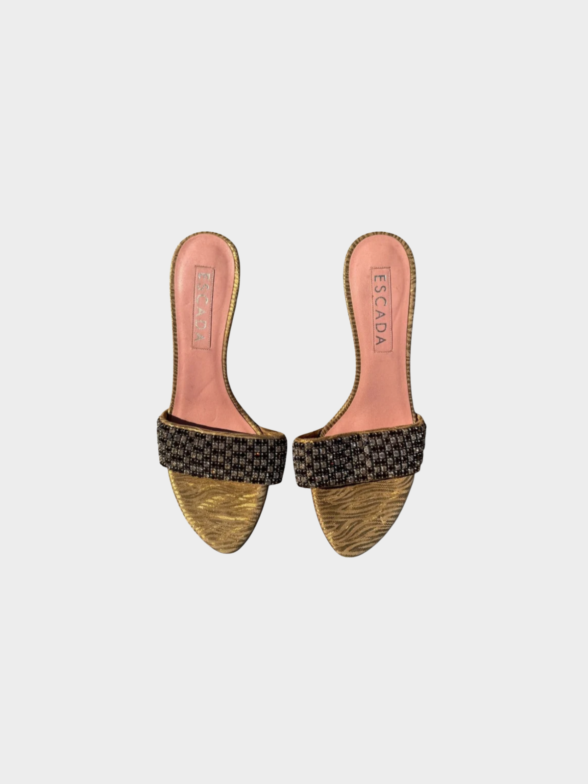 Escada 2000s Crystal Embellished Gold Heels