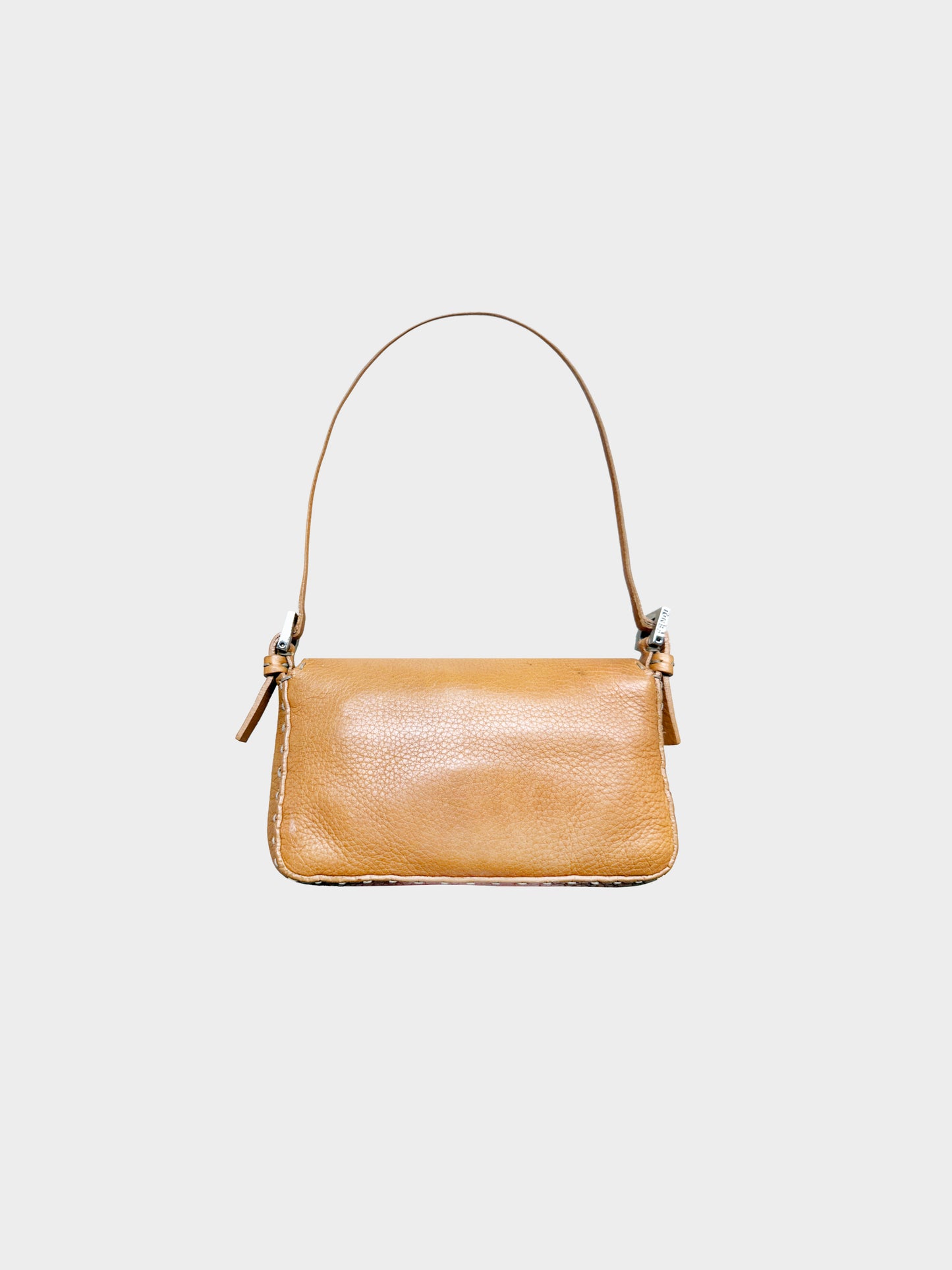 Fendi Early 2000s Brown Leather Selleria Mini Baguette Bag