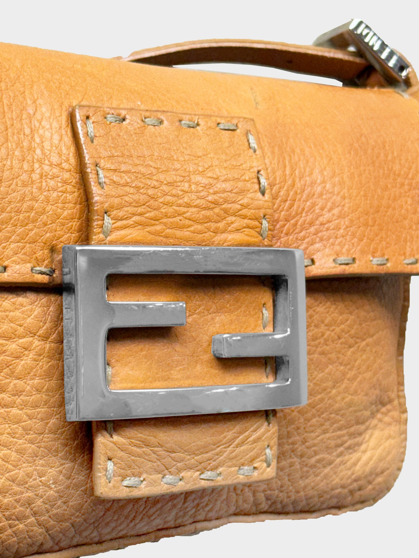 Fendi Early 2000s Brown Leather Selleria Mini Baguette Bag