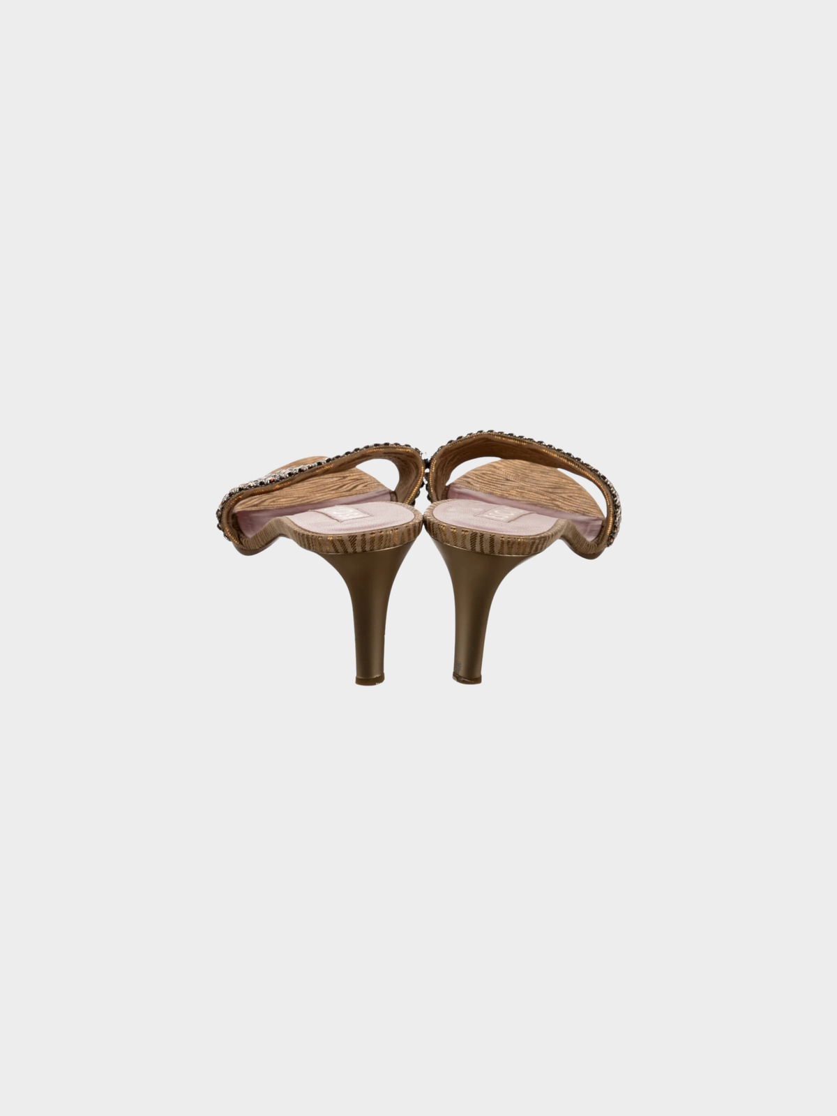 Escada 2000s Crystal Embellished Gold Heels