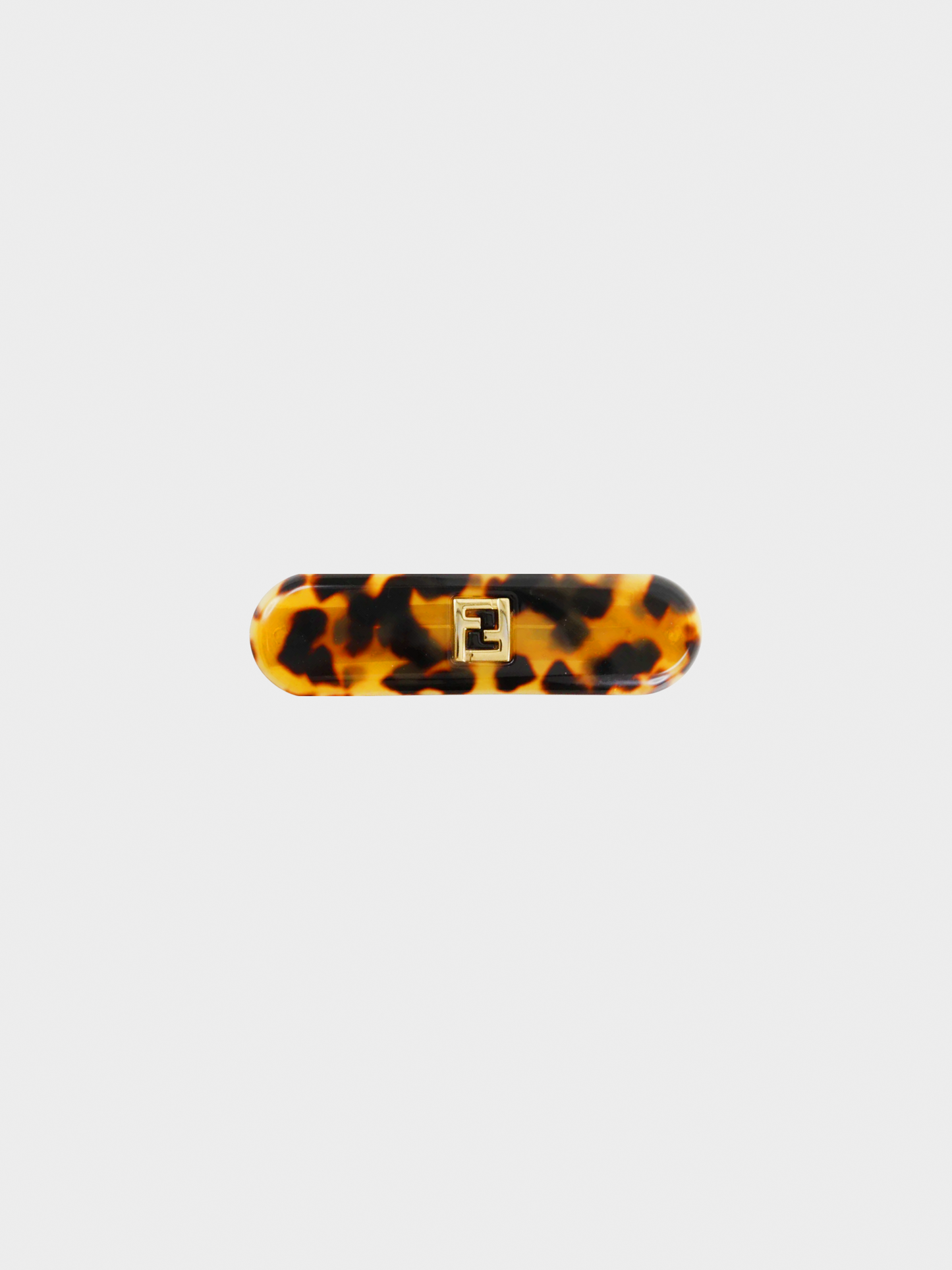 Fendi 2010s Brown Leopard FF Logo Barrette