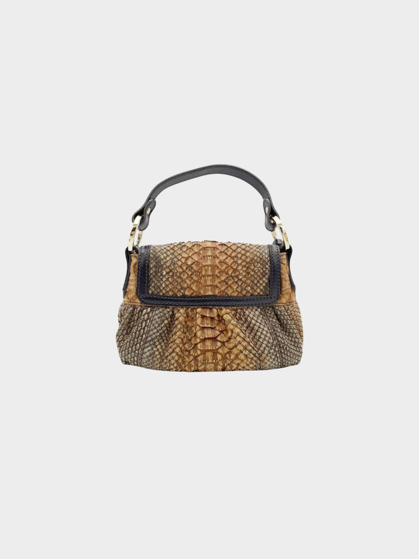 Fendi 2000s Brown Python Leather Mini Handbag