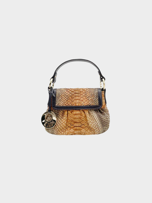 Fendi 2000s Brown Python Leather Mini Handbag