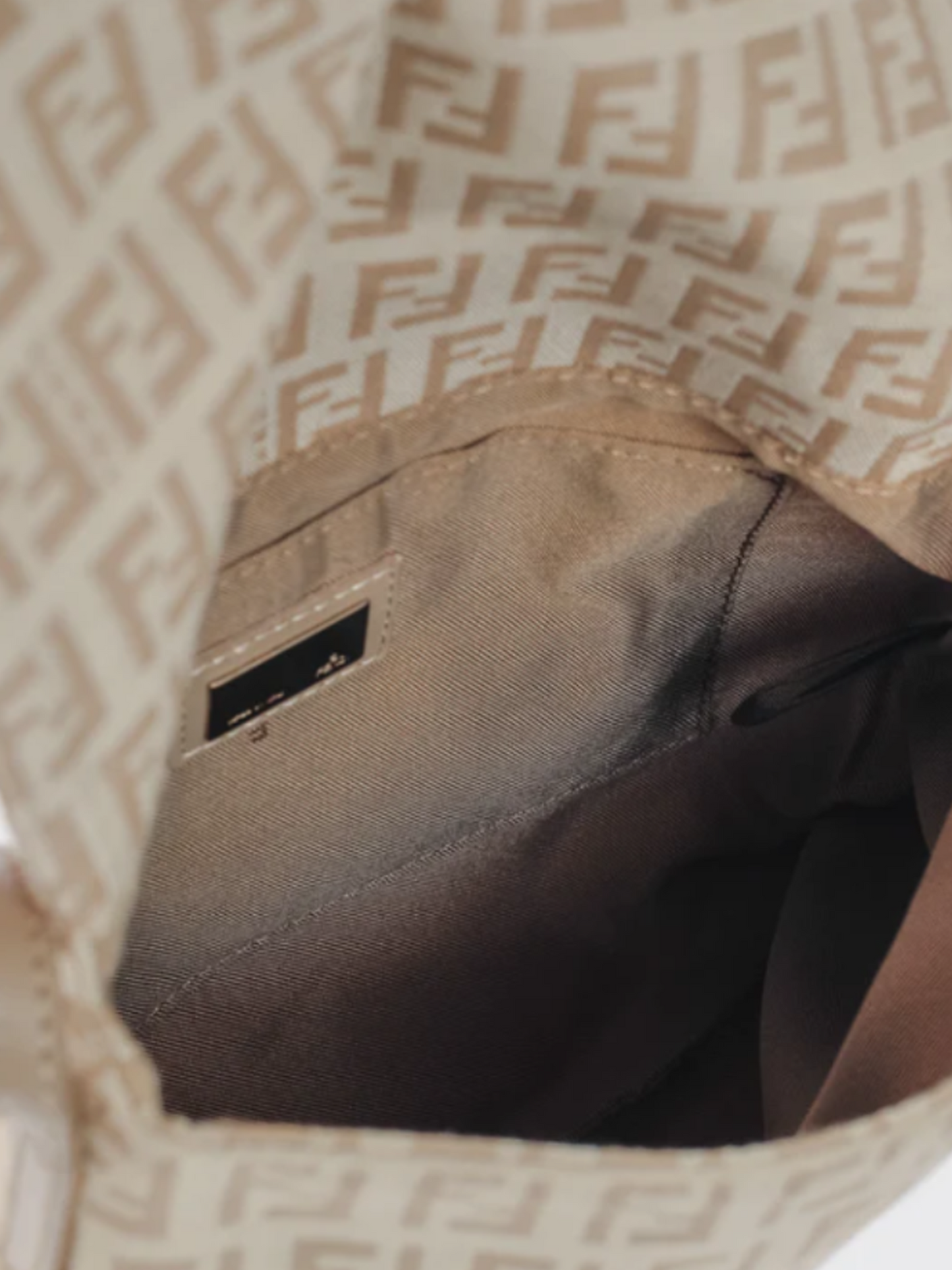 Fendi 2000s Beige Tortora & Pietra Zucchino Piatta Crossbody Bag