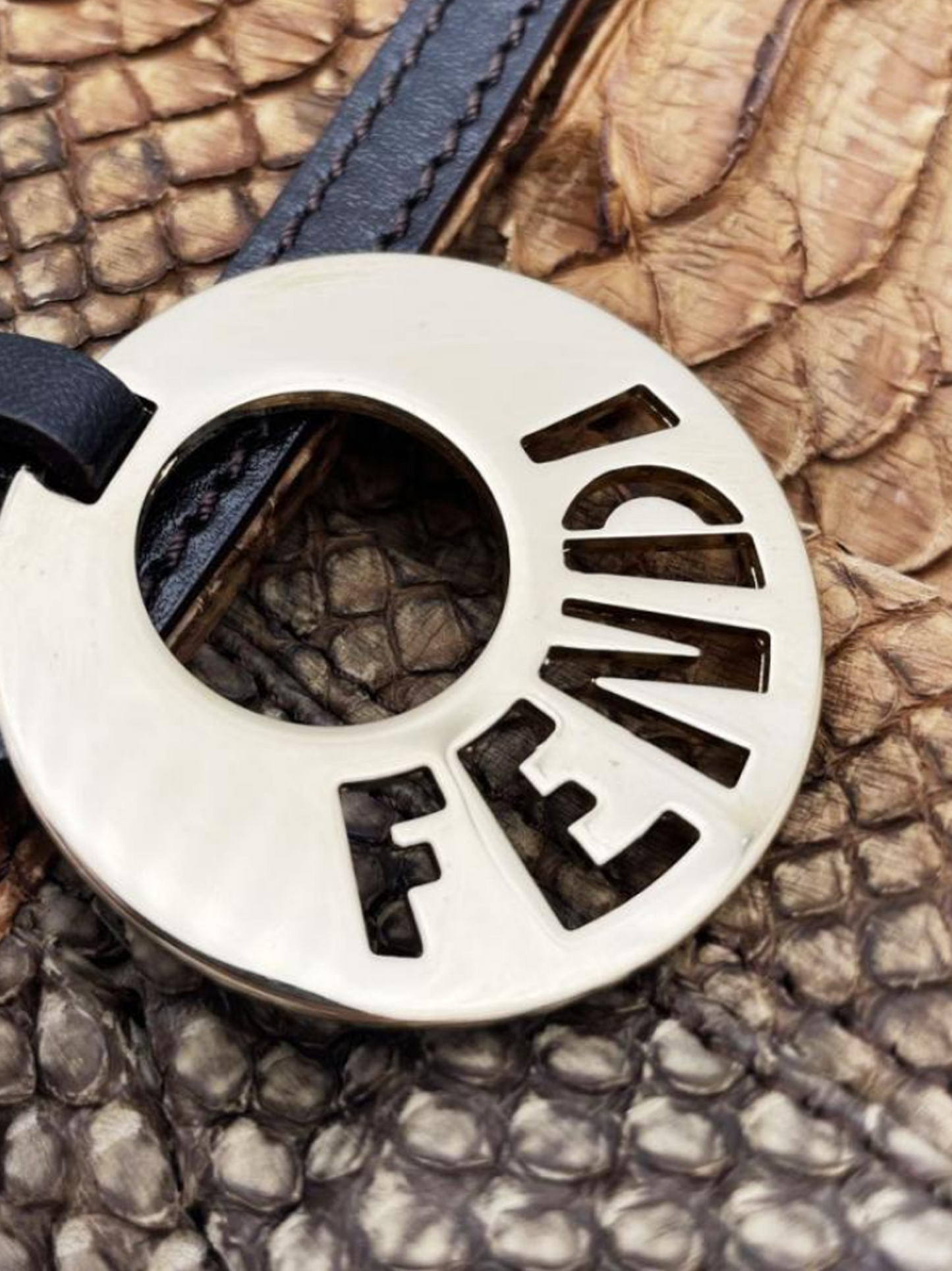 Fendi 2000s Brown Python Leather Mini Handbag