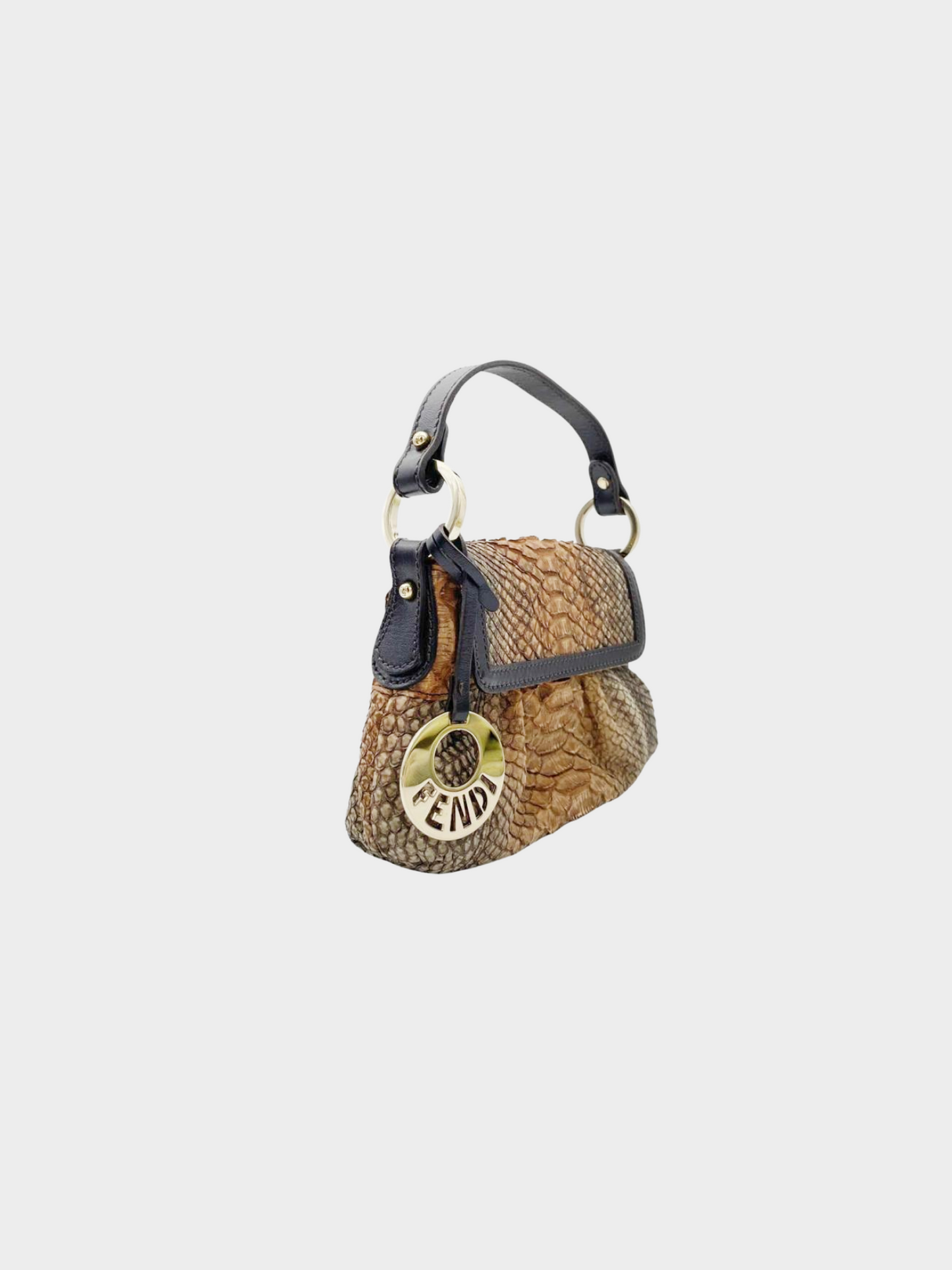 Fendi 2000s Brown Python Leather Mini Handbag